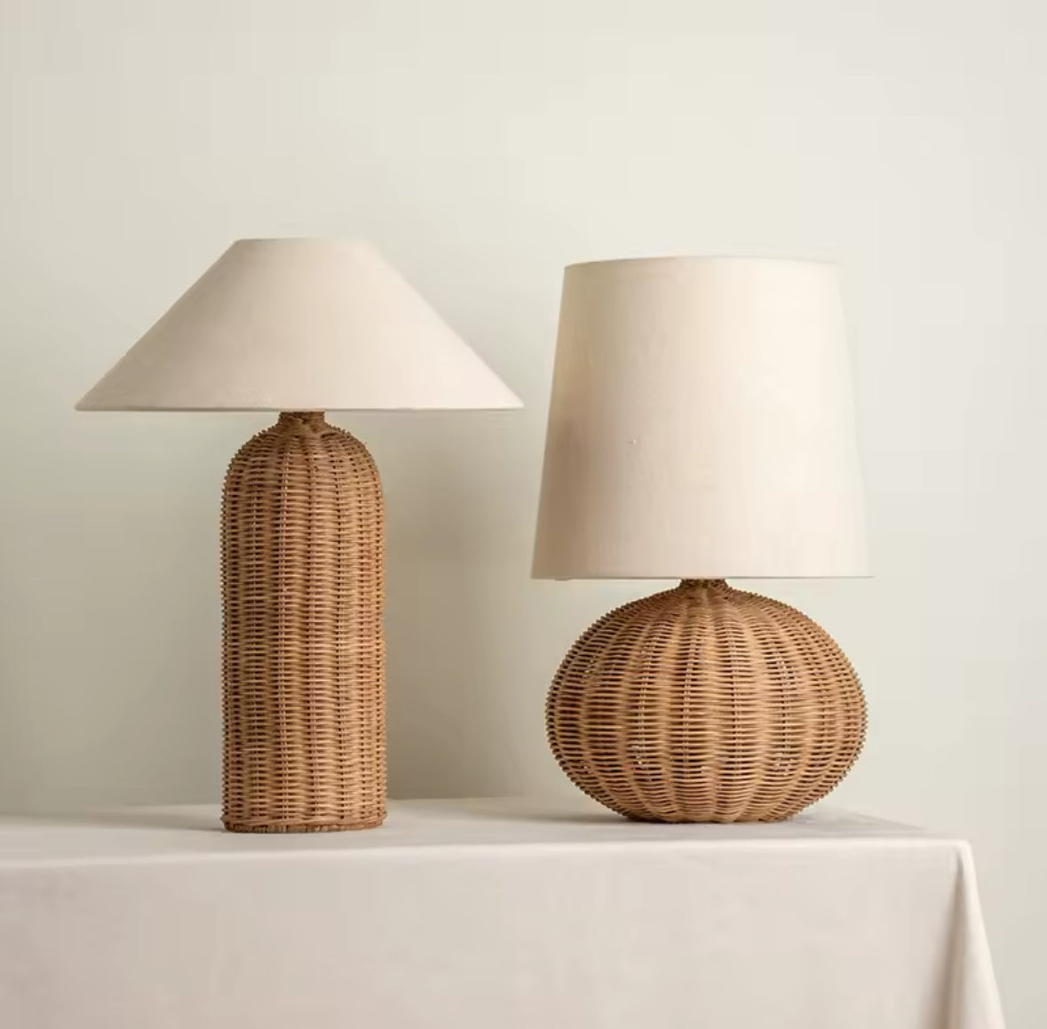 Rustic Woven Table Lamps with Natural Bamboo Materials
