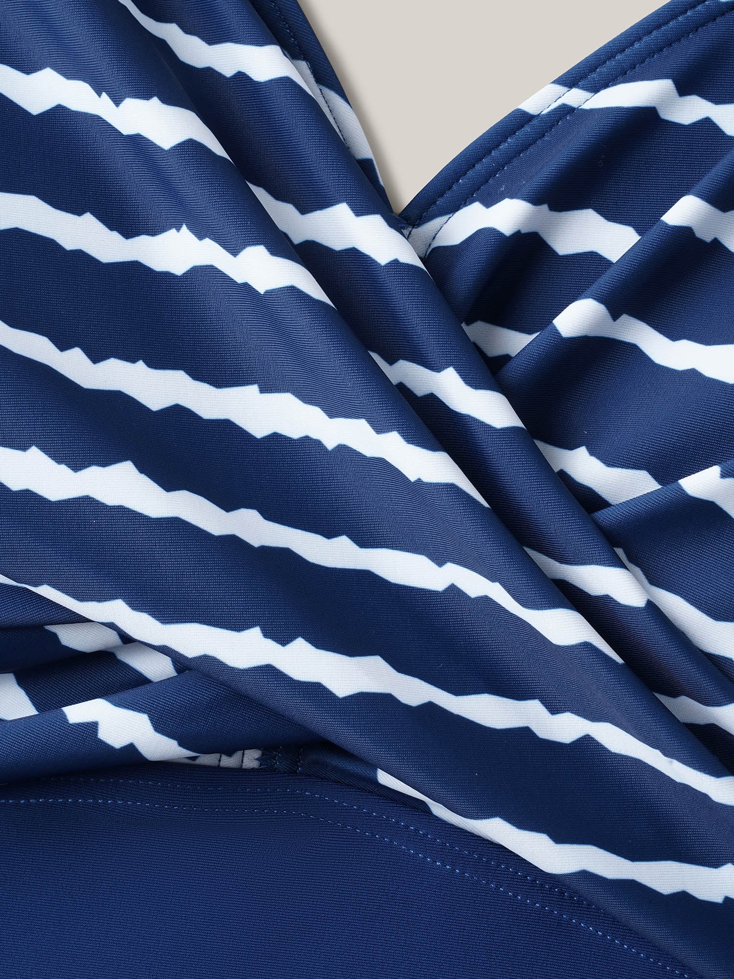 Stripes Spliced Ruched Swim Tankini