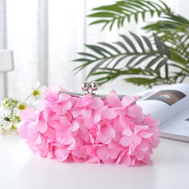 White Purple Dark Blue Polyester Flower Square Evening Bags