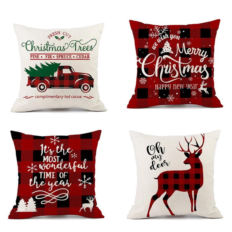 Christmas Ethnic Style Letter Elk Polyester Pillow Cases Couch & Sofa Decor