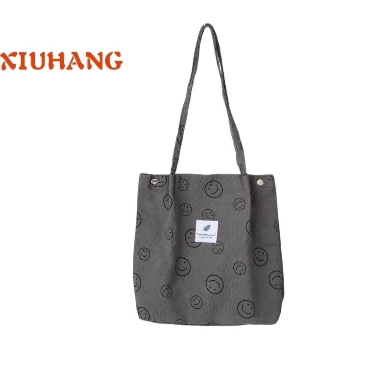 Women's Streetwear Solid Color Canvas Shopping Bags