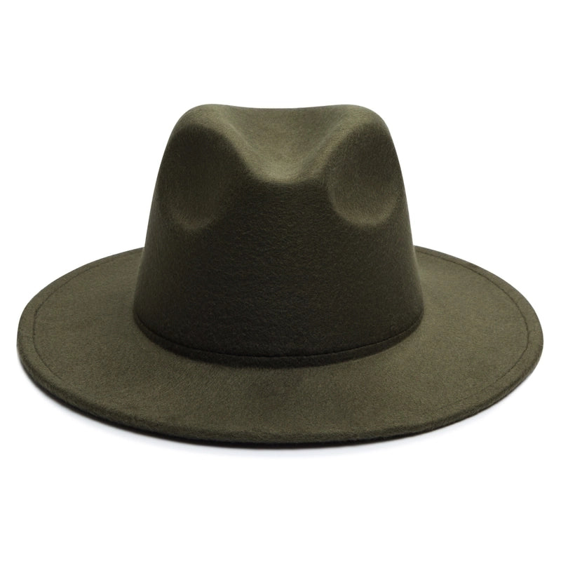 Unisex Vintage Style Minimalist British Style Solid Color Big Eaves Flat Eaves Fedora Hat