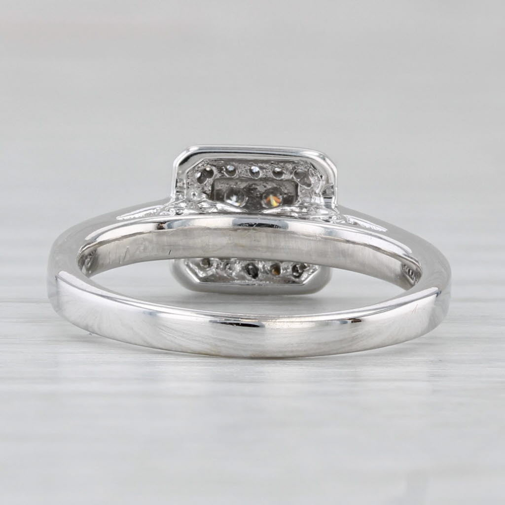 0.17ctw Diamond Cluster Halo Engagement Ring 10k White Gold Size 5