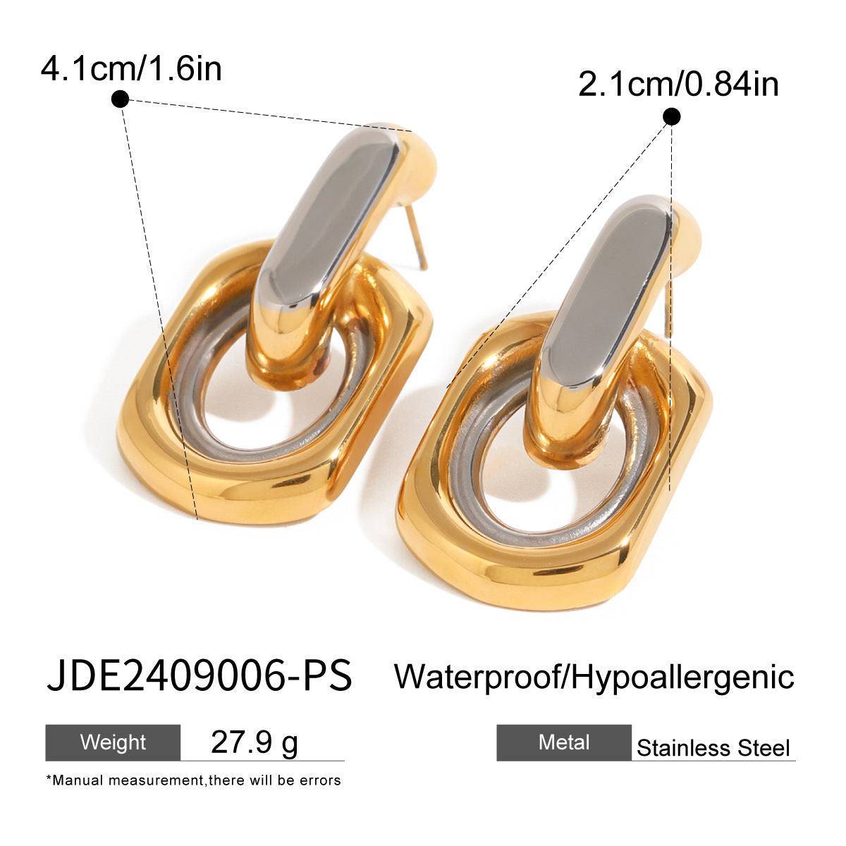 Jie Ding Color Matching Stainless Steel Hoop Earrings Niche Earrings Titanium Steel Earrings Earrings
