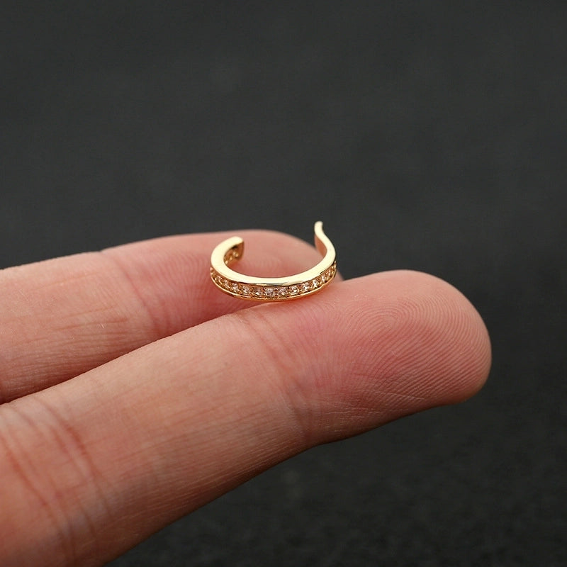 1 Piece IG Style Minimalist U Shape Star Inlay Copper Zircon Ear Cuffs