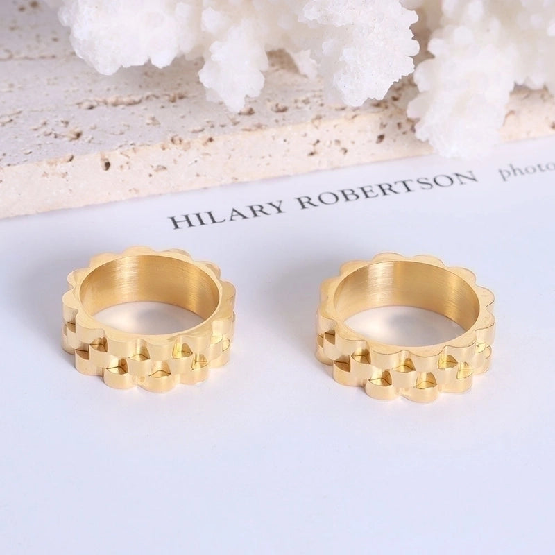 Fashion Geometric 304 Stainless Steel No Inlaid 18K Gold Plated Patchwork Plating