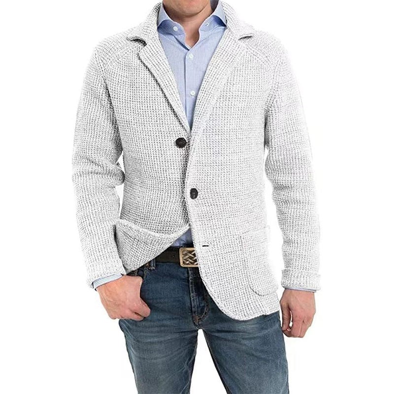 🔥Hot Sale🍂Men's Solid Lapel Knitted Long Sleeve Jacket