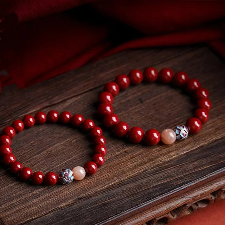 New Arrival Cinnabar Red Bracelet Gemstone Bead Bracelet Lucky Red Bracelet For Women Jewelry