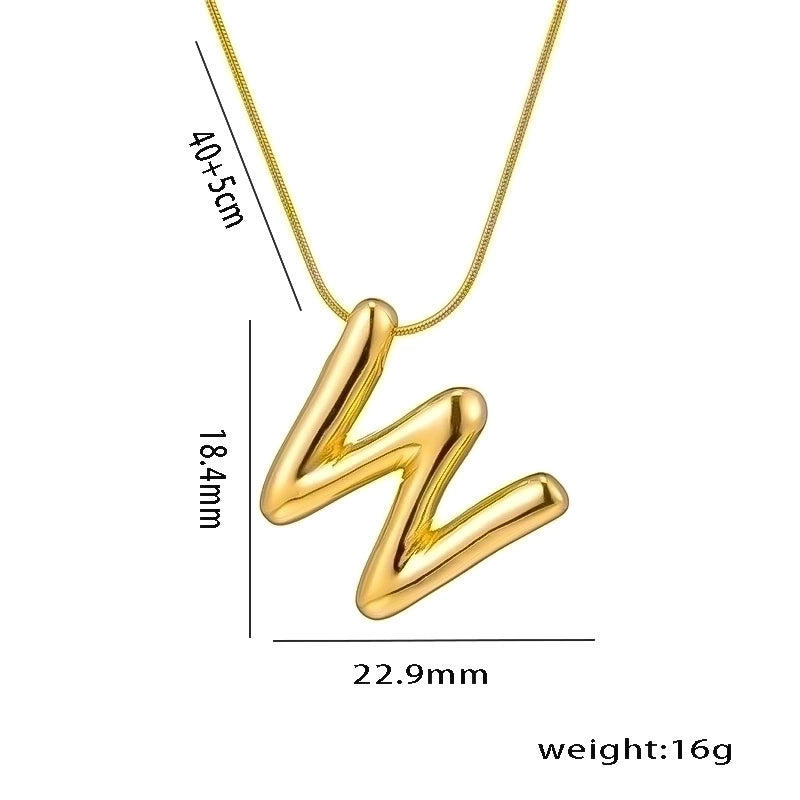 Titanium Steel Minimalist Letter Plating Pendant Necklace