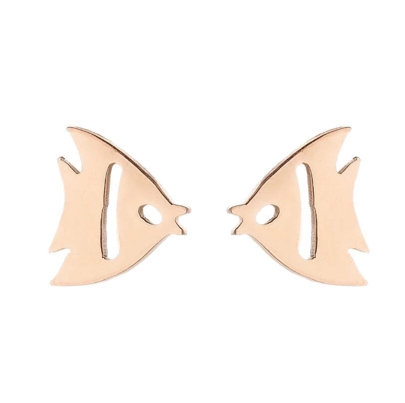 Minimalist Animal Stainless Steel Plating Hollow Out Ear Studs 1 Pair