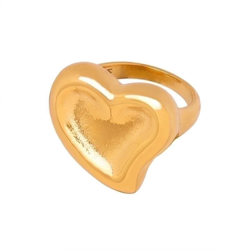 Minimalist Heart Shape Titanium Steel 18K Gold Plated Plating Rings