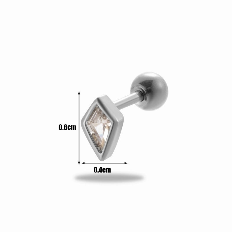 1 Piece Ear Cartilage Rings & Studs Minimalist Classic Style Rhombus 316L Stainless Steel  Copper Plating Inlay Zircon