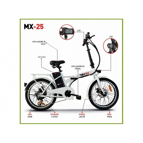 RKS MX25 250W 36V7,8AH 25 KM/H YEŞİL