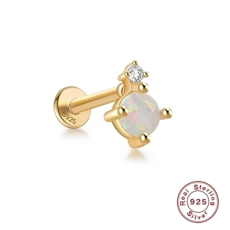 1 Piece Ear Cartilage Rings & Studs Fashion Square Water Droplets Paw Print Silver Inlay Zircon