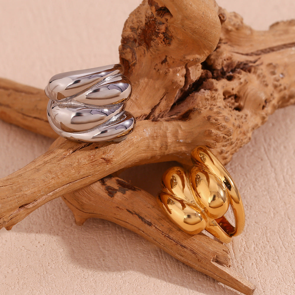 Fashion Creative Circle Geometric Stainless Steel 18K Gold Plated Rings