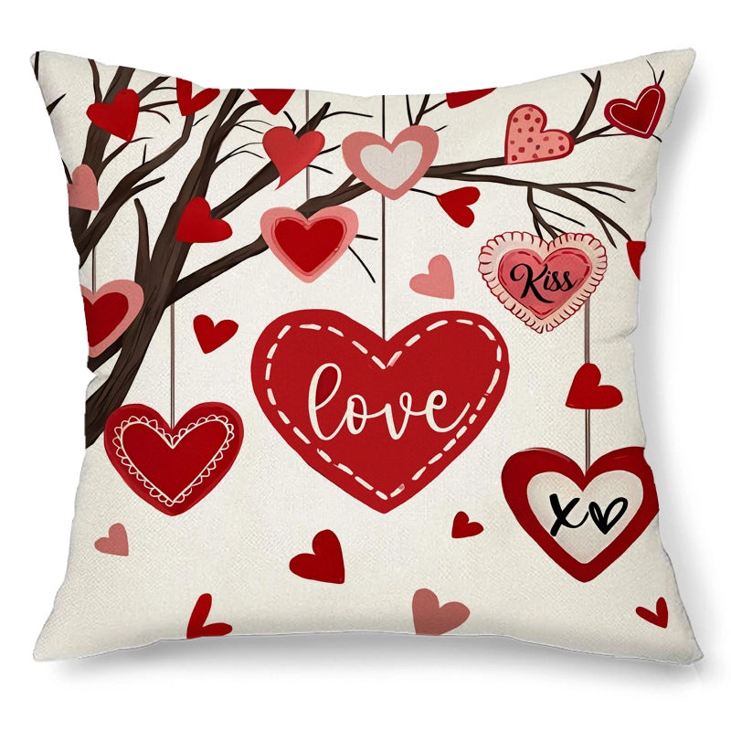 Valentine'S Day Elegant  Lady Letter Heart Shape Linen Pillow Cases Couch & Sofa Decor