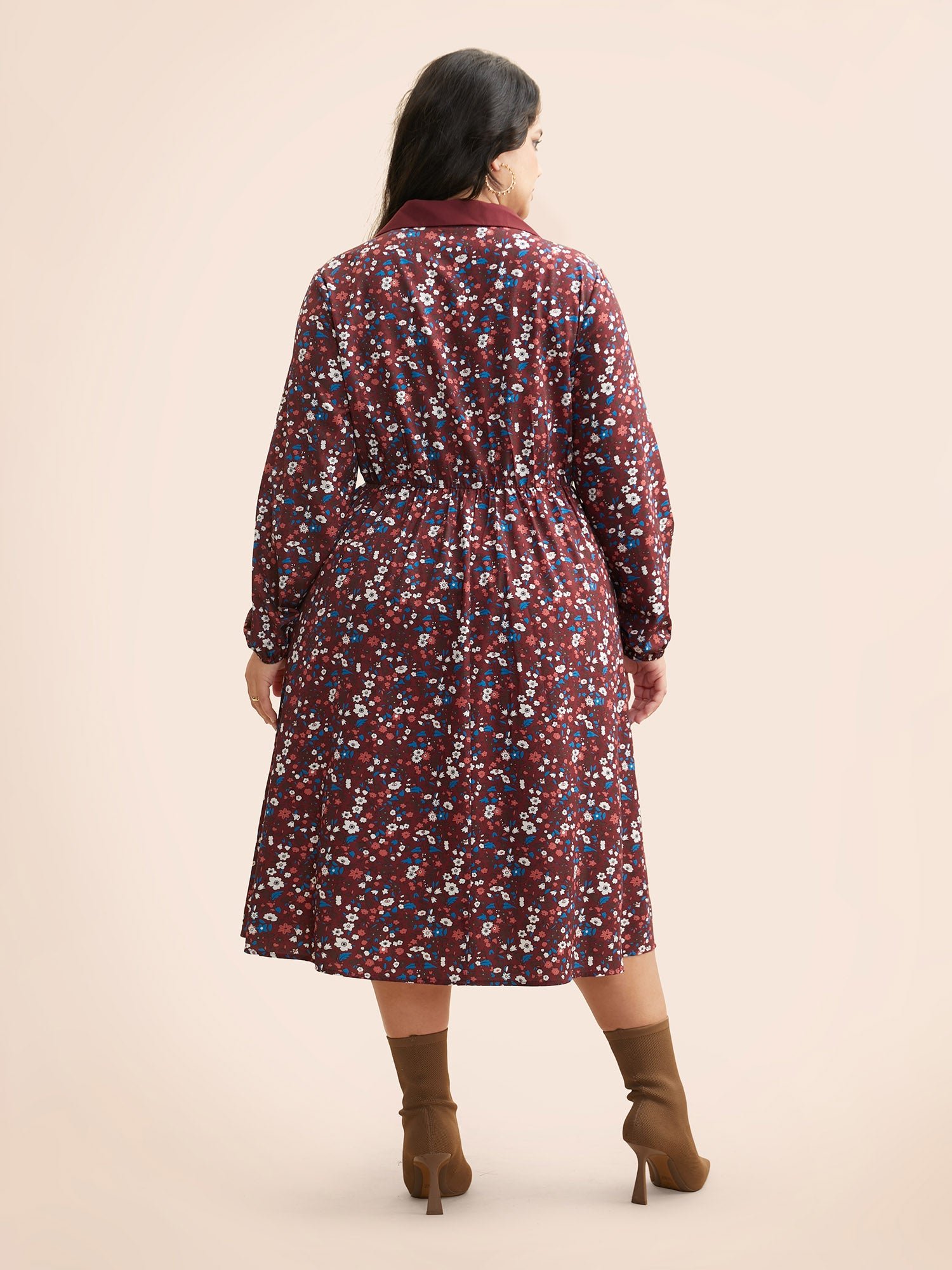 Ditsy Floral Woven Ribbon Button Up Dress