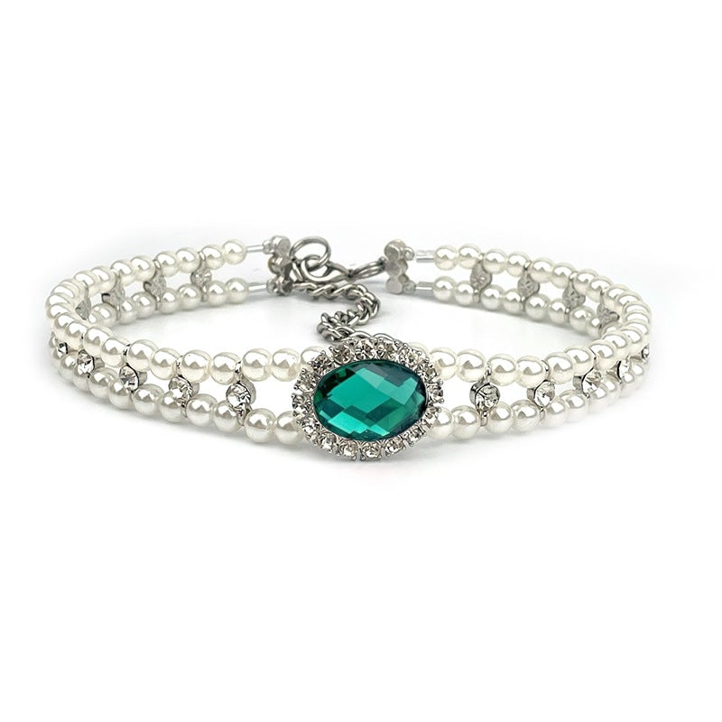 Rhinestone Pearl Design Pet Necklace