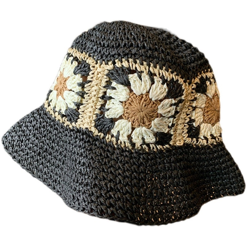 Women's Sweet Flower Flowers Wide Eaves Straw Hat