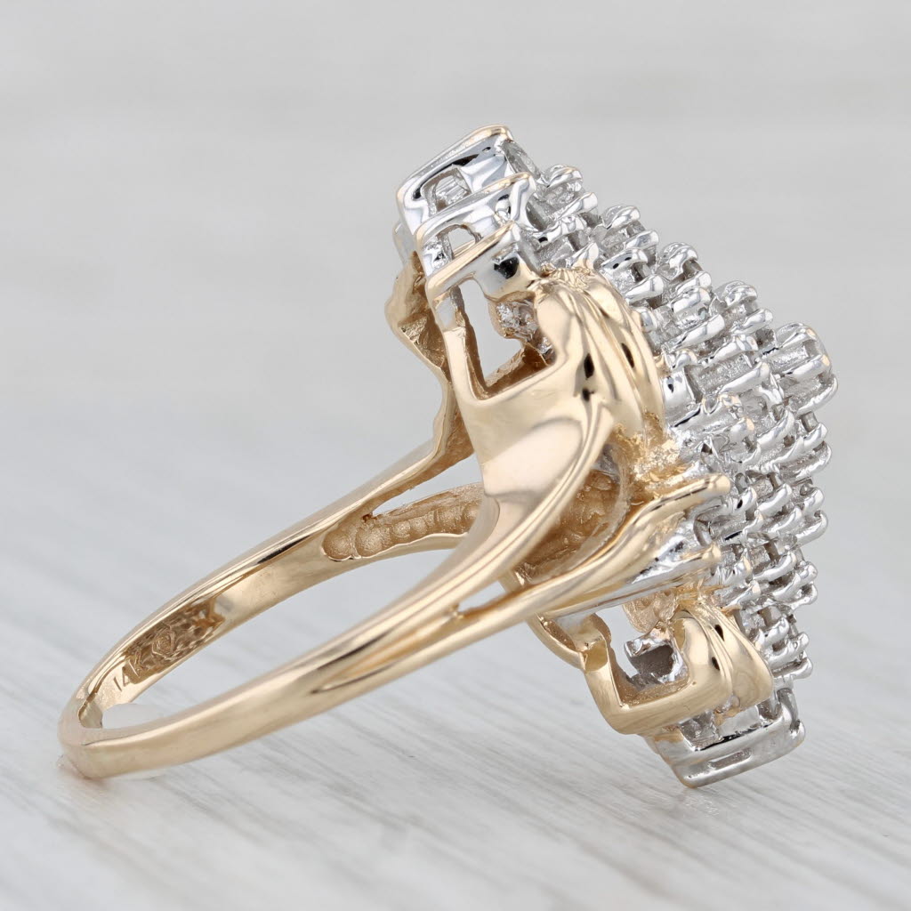 2ctw Diamond Cluster Cocktail Ring 14k Yellow Gold Size 8