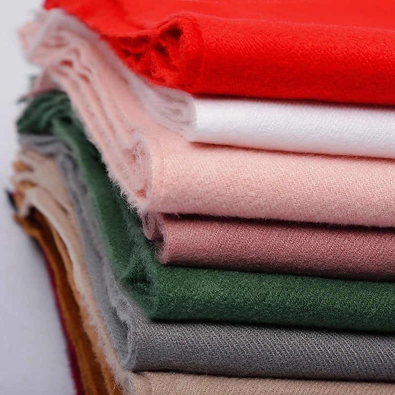 Cashmere Solid Color Scarf Women's Autumn And Winter 220g Explosions Barbed Hair Padded Travel Warm Tassel Shawl