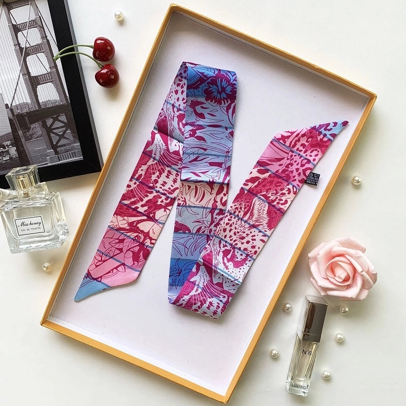 Women's Minimalist Flower Satin Printing Silk Scarf