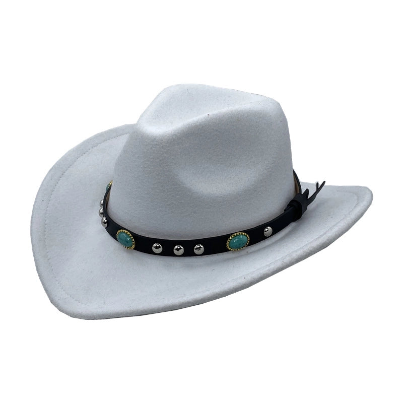 Men's And Women's Felt Top Hat Curling Emerald Sun Hat Cowboy Hat Sun Protection Fashion Hat