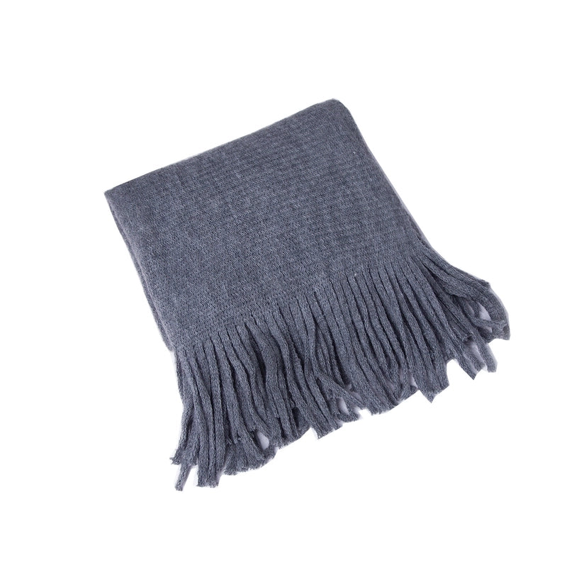 Unisex Casual Minimalist Solid Color Wool-like Tassel Scarf