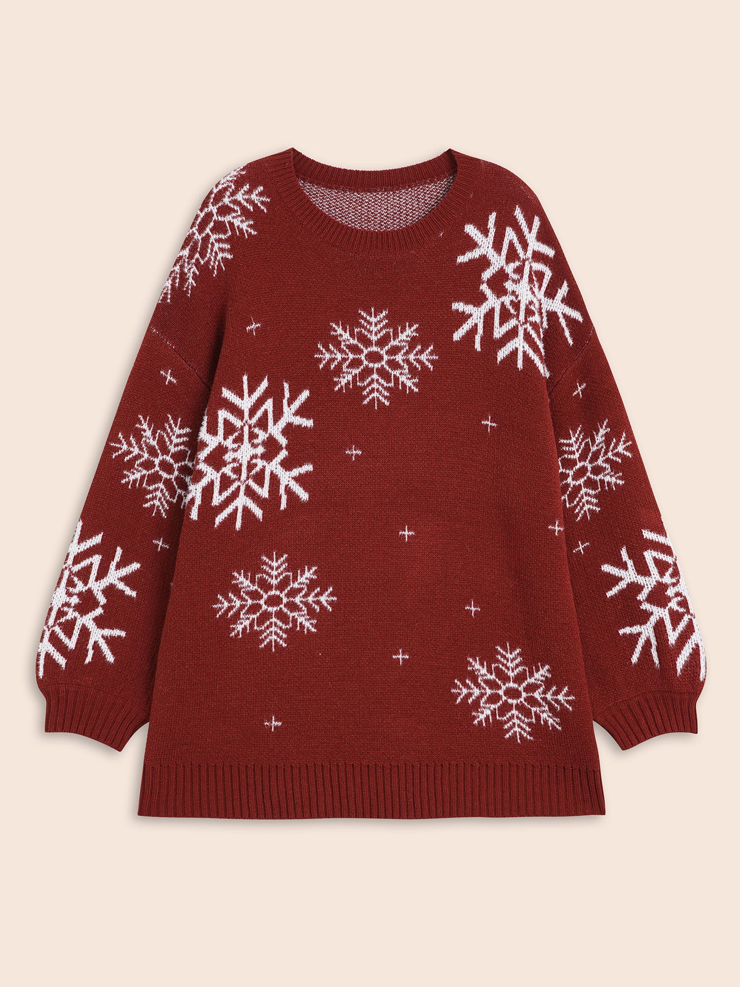 Snowflakes Pattern Drop Shoulders Pullover