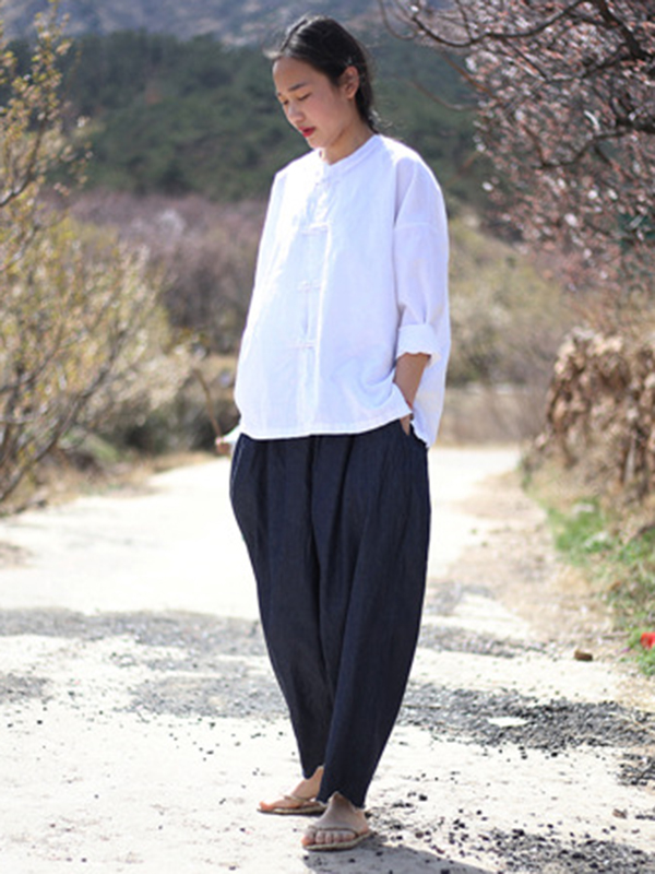Vintage Loose Denim Color Wide Leg Jean Pants