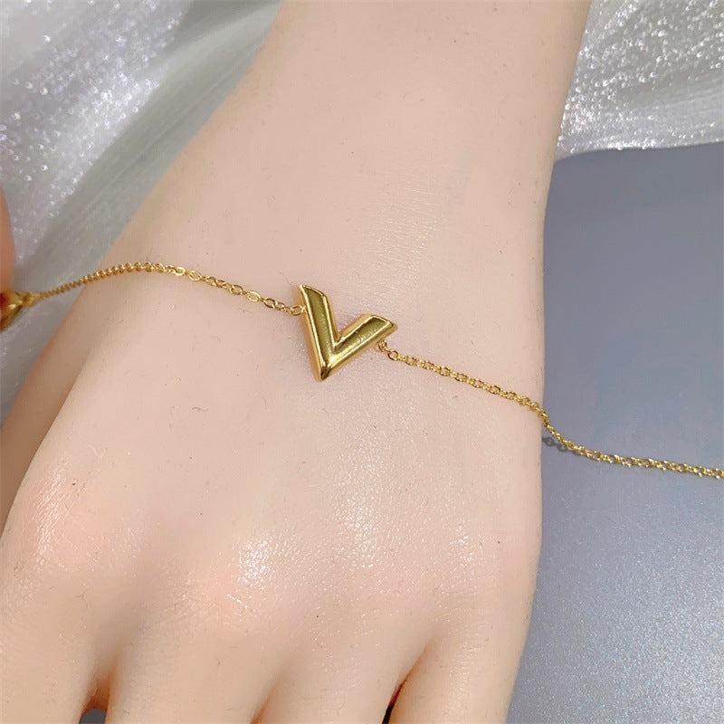 Fashion Hexagon Letter Text Number Titanium Steel 18K Gold Plated Necklaces