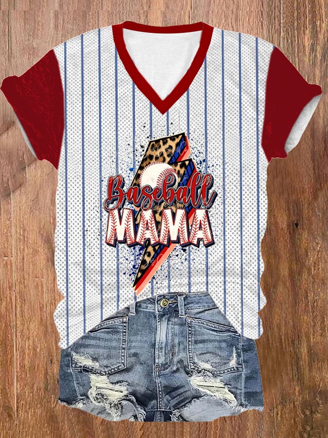 Women's Baseball Print Casual T-Shirt