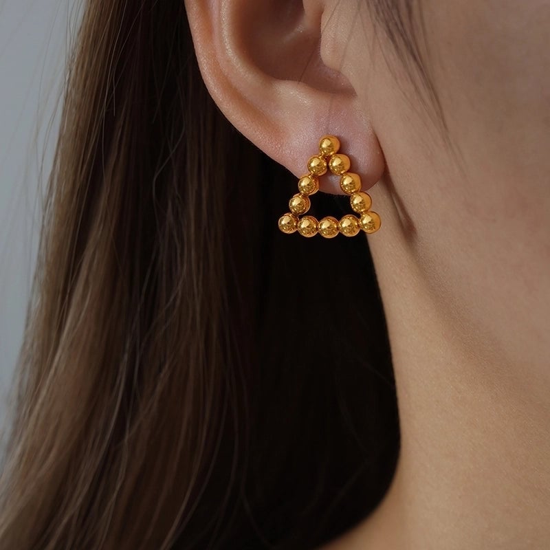 1 Pair Retro Streetwear Solid Color Plating Titanium Steel 18K Gold Plated Earrings