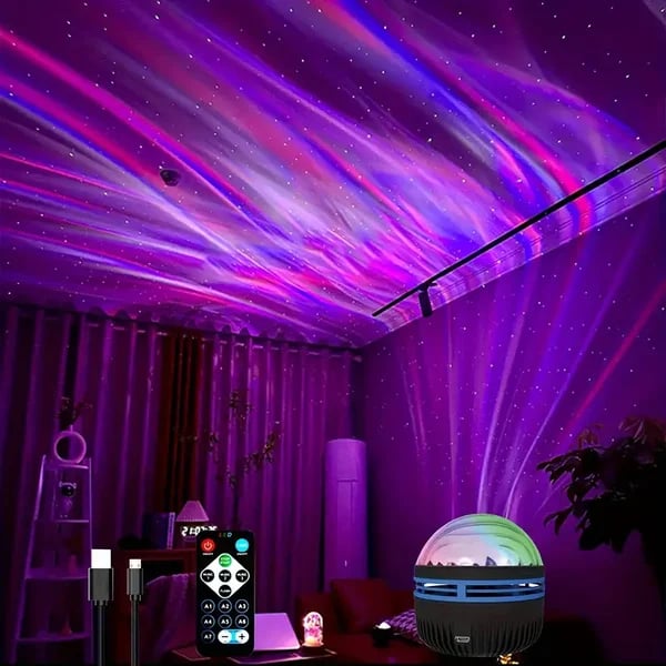 noorderlicht en oceaangolf projector