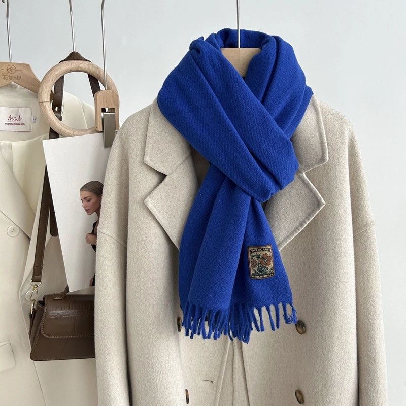 Women's Minimalist Solid Color Imitation Cashmere Tassel Scarf