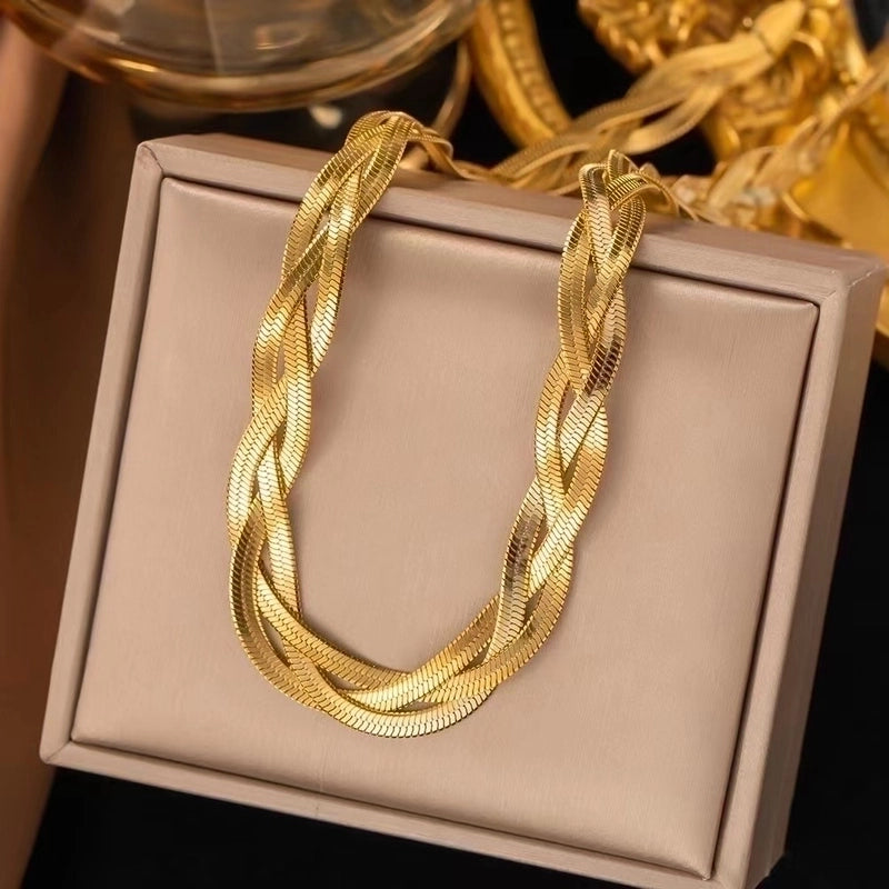 304 Stainless Steel 18K Gold Plated IG Style Modern Style Classic Style Solid Color Necklace