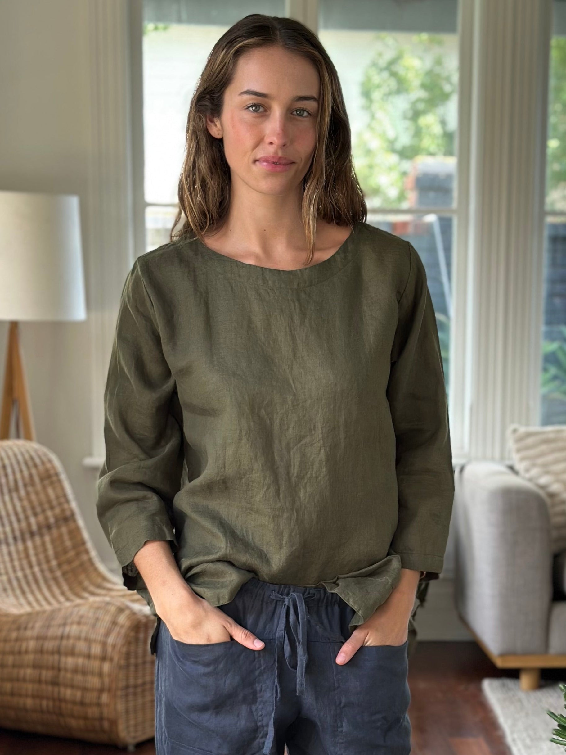 april top - army linen