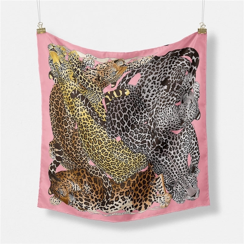 53cm New Leopard Print Twill Decorative Small Square Scarf Silk Scarf