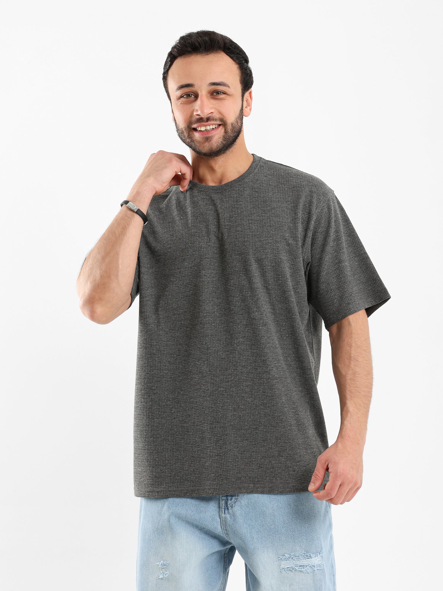 Waffle Knit Oversized T Shirt