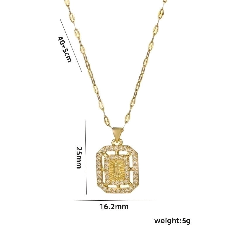 Titanium Steel Minimalist Human Star Oval Plating Inlay Zircon Pendant Necklace