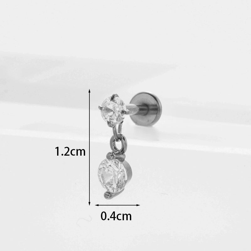 Ear Cartilage Rings & Studs Flower 316L Stainless Steel  Copper Inlaid Zircon