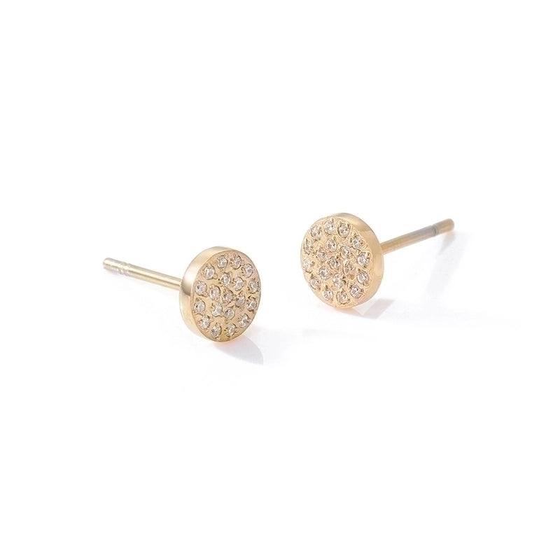 Minimalist Round Stainless Steel Inlay Artificial Diamond Ear Studs 1 Pair