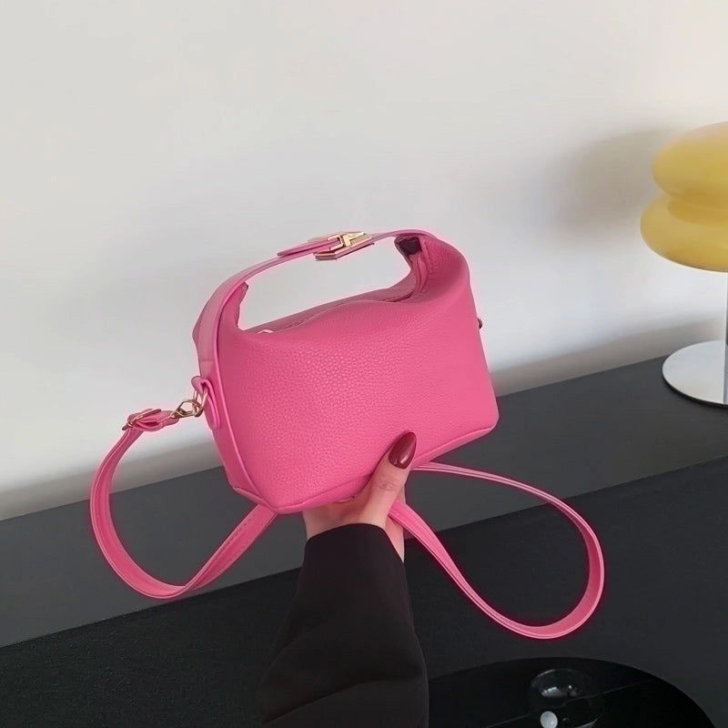 Women's Pu Leather Solid Color Basic Square Zipper Shoulder Bag Handbag Crossbody Bag