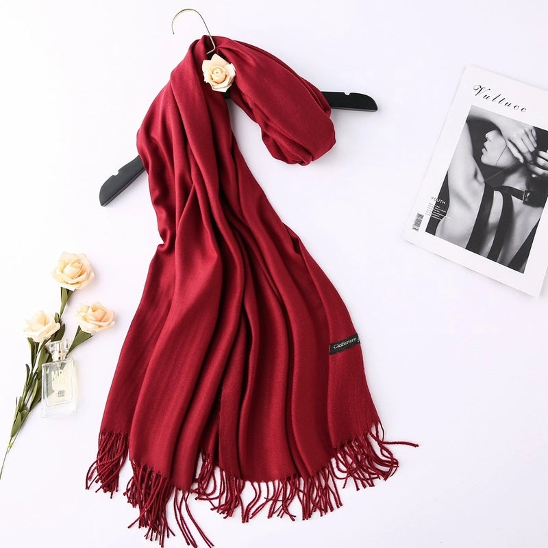 Solid Color 250g Cashmere Wool Scarf Short Thorn Lint Cashmere Warm Men's And Women's Autumn And Winter Shawls