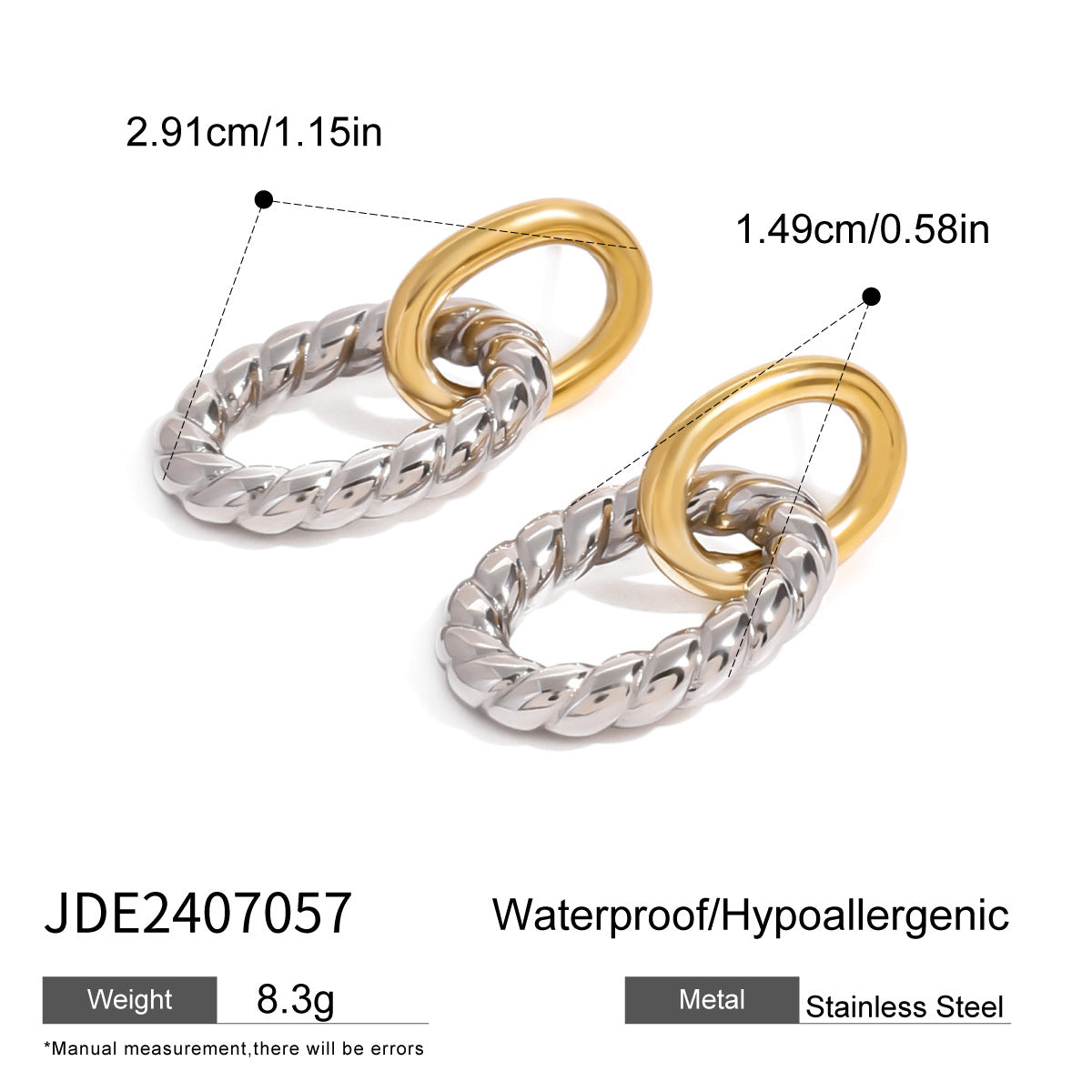 Stainless Steel Color Matching Circle Earrings Niche Ins Earrings Titanium Steel Earrings