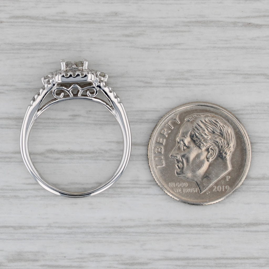 0.27ctw Princess Diamond Halo Engagement Ring 10k White Gold Size 5
