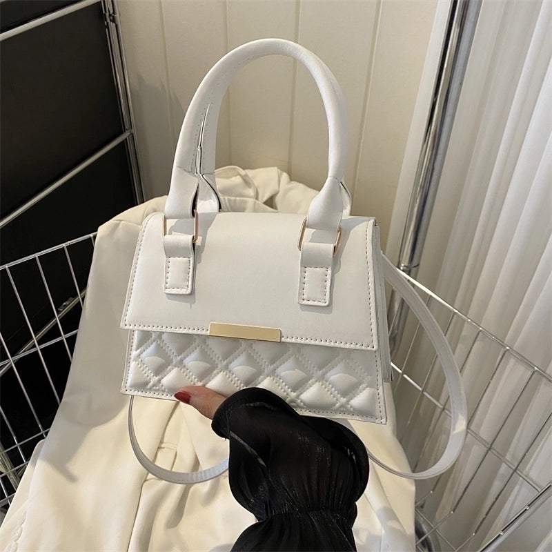 Women's Pu Leather Solid Color Elegant Streetwear Square Flip Cover Shoulder Bag Handbag Crossbody Bag