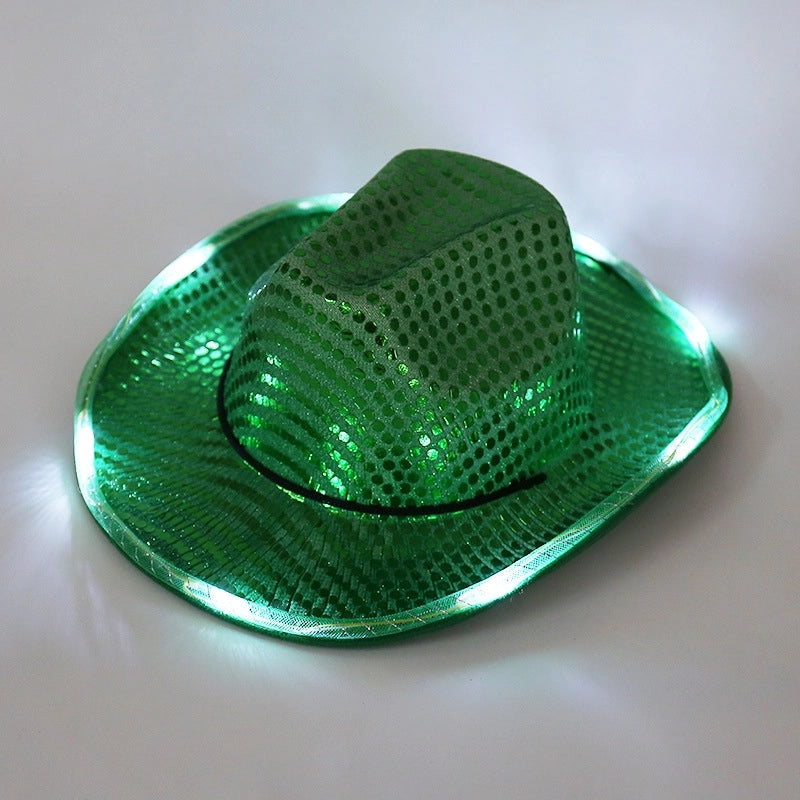 Spring New Sequined Luminous LED Jazz Hat Music Carnival Festival Banquet Party Hat Fashion