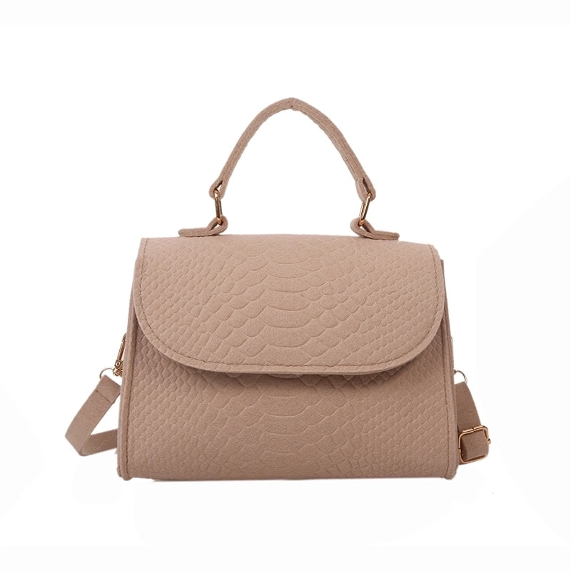 Women's Mini Pu Solid Color Crocodile Fashion Square Magnetic Buckle Flip Cover Shoulder Bag Handbag Crossbody Bag