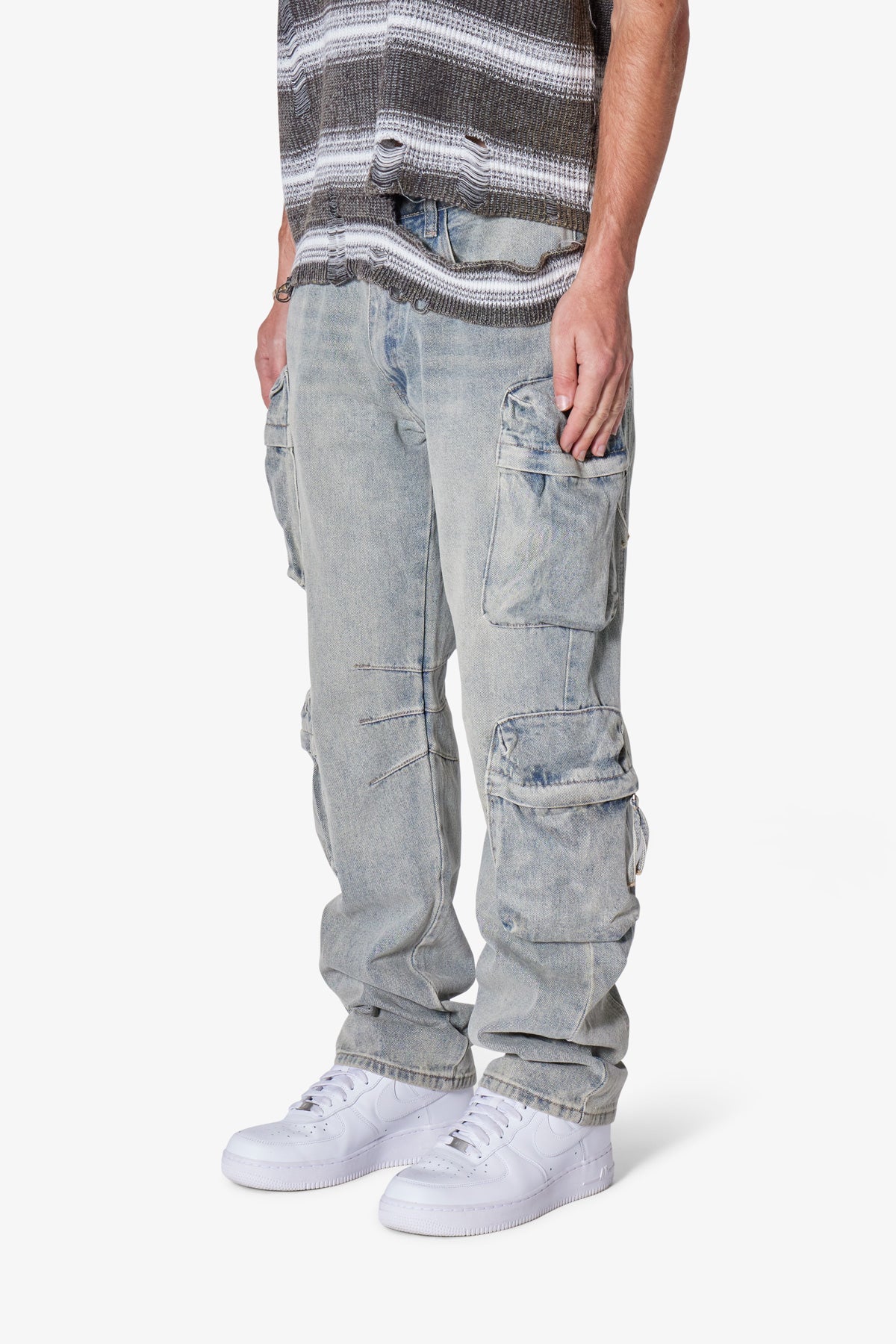 Wide Bellow Cargo Denim - Blue